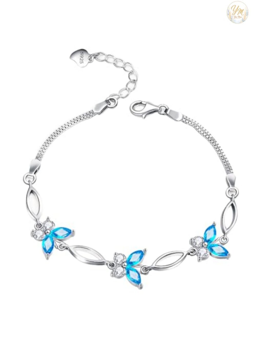 S925 Sterling Silver Butterfly Bracelet Adjustable Charm Jewelry Gift for Women